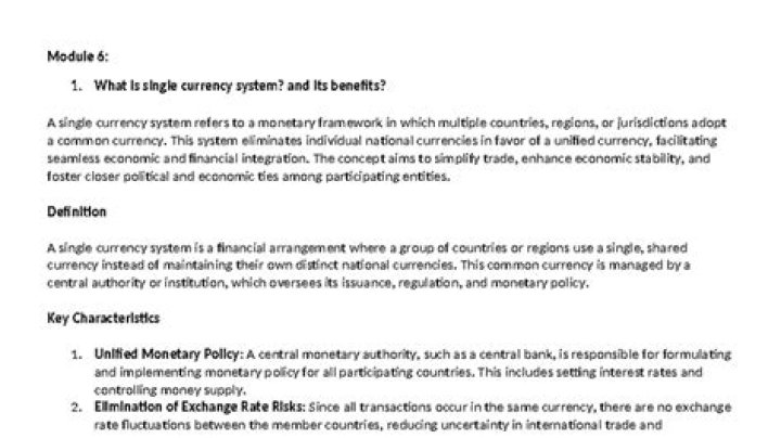 What are the benefits of a single currency?