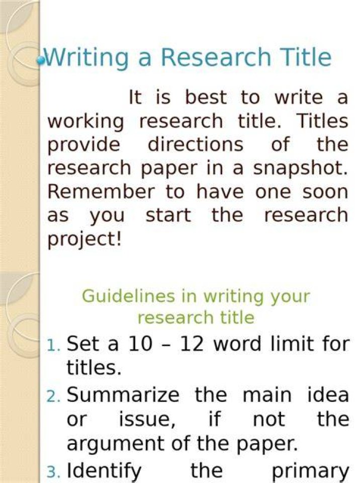 What are the guidelines on writing research title?