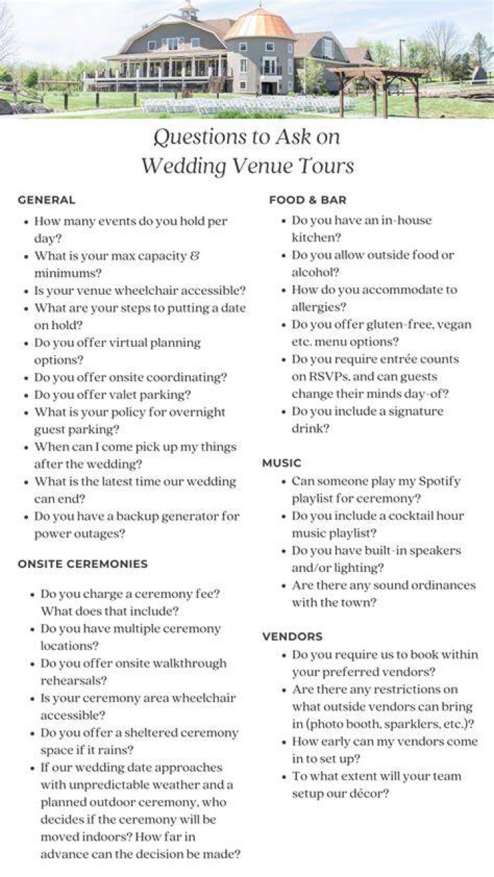 What questions should you ask wedding venues?